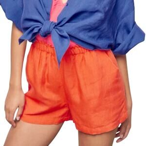 Cor Cor M The Austin Shorts Persimmon Orange Pull On Linen